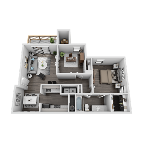 Floor plan for 1 bed, 1 bath, 911 sqft